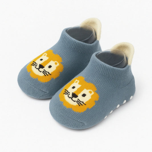Chaussons Chaussettes Bébé – Motif Lion | Antidérapants & Douillets